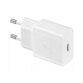 SAMSUNG CARICABATTERIA DA RETE SUPER FAST CHARGING 15W USB-C+ CAVO TYPE-C WHITE