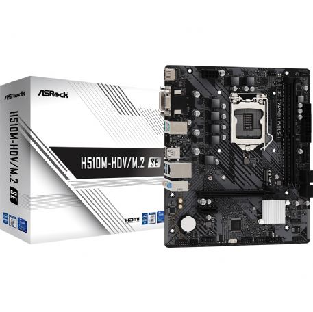 ASROCK MB H510, H510M-HDV/M.2 SE, LGA 1200, 2DDR4, M.2, GLAN, VGA/DVI/HDMI