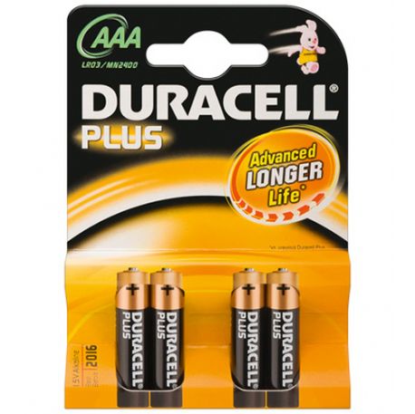 DURACELL PILE ALCALINE AAA 1,5V NON RICARICABILI PLUS POWER CONFEZIONE DA 4 PILE