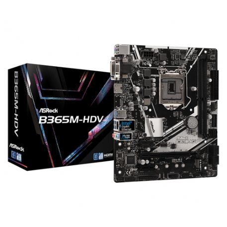 ASROCK MB B365, B365M-HDV 2xDDR4 1xPCIe 3.0 2xPCIe 3.0 6 SATA3 DVI/HDMI MATX