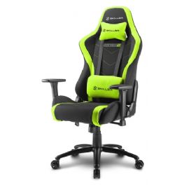 SHARKOON SKILLER SGS2 SEDIA GAMING IN TESSUTO, BRACCIOLI E SCHIENALE REGOLABILI, TELAIO ACCIAIO, DOPPIO CUSCINO SUPPORTO CERVICALE E LOMBARE, GREEN