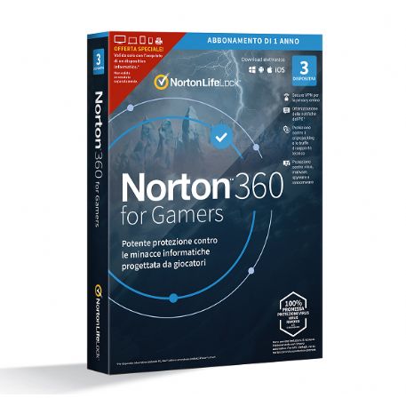 SYMANTEC NORTON 360 FOR GAMERS 50GB IT 1USER 3 DEVICE ATTACH