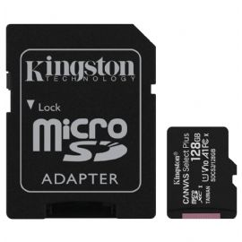 KINGSTON MICRO SDHC 128GB CANVAS SELECT 80R CL10 UHS-I CON ADATTAT