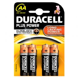 DURACELL PILE ALCALINE AA 1,5V NON RICARICABILI PLUS POWER CONFEZIONE DA 4 PILE