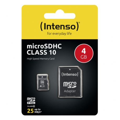 INTENSO MICRO SDHC 4GB CLASSE 10 + ADATTATORE SD