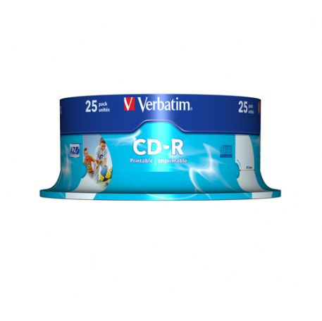 VERBATIM CD-R 52X 700MB 25PK OPS SPINDLE WIDE PRINT ID