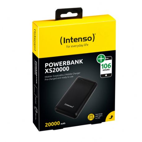 INTENSO POWER BANK 20000MAH USB A+TYPE C 5V-3.1A MICRO USB+TYPE C 5V-2.4A BLACK