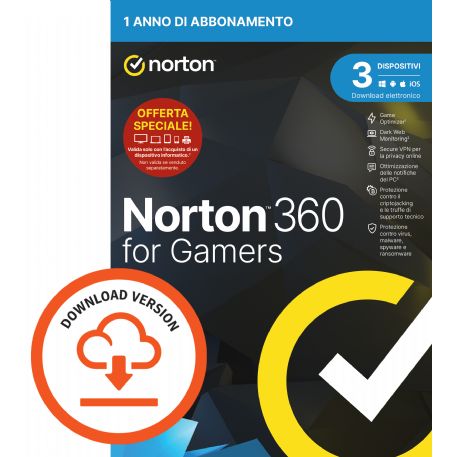 NORTON 360 FOR GAMERS 50GB IT 1 USER 3 DEVICE 1Y ATTACH VECCHIO CODICE 21416227