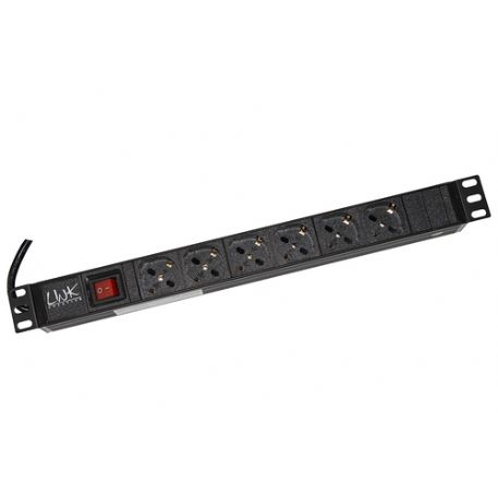 LINK MULTIPRESA RACK 19 6 PRESE UNIVERSALI CON INTERRUTTORE COLORE NERO