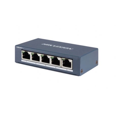 HIKVISION SWITCH 5 PORT GIGABIT UNMANAGED SWITCH 5  GIGABIT RJ45 PORTS, DESKTOP STEEL CASE UNMANAGED